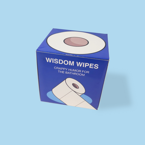 Wisdom Wipes box light blue background